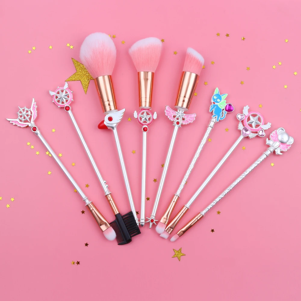 Белый Cardcaptor Sakura/Sailor Moon набор кистей для макияжа, набор инструментов, подводка для глаз, тени для век, пудра, румяна, мягкие волосы