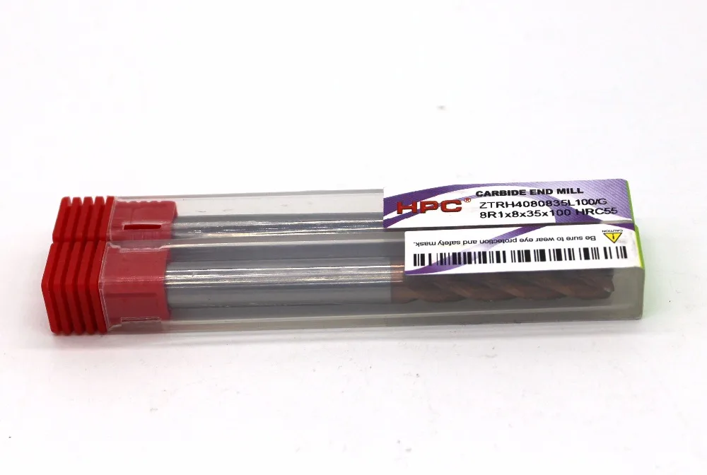 8R1*8*100/8R0. 5*8*100 из 4 флейт HRC 55 фрезы Угловой радиус твердосплавные концевые фрезы фрезерные станки с ЧПУ Инструменты