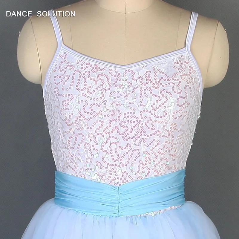 Синяя длинная балетная танцевальная пачка Омбре для девочек и женщин белое