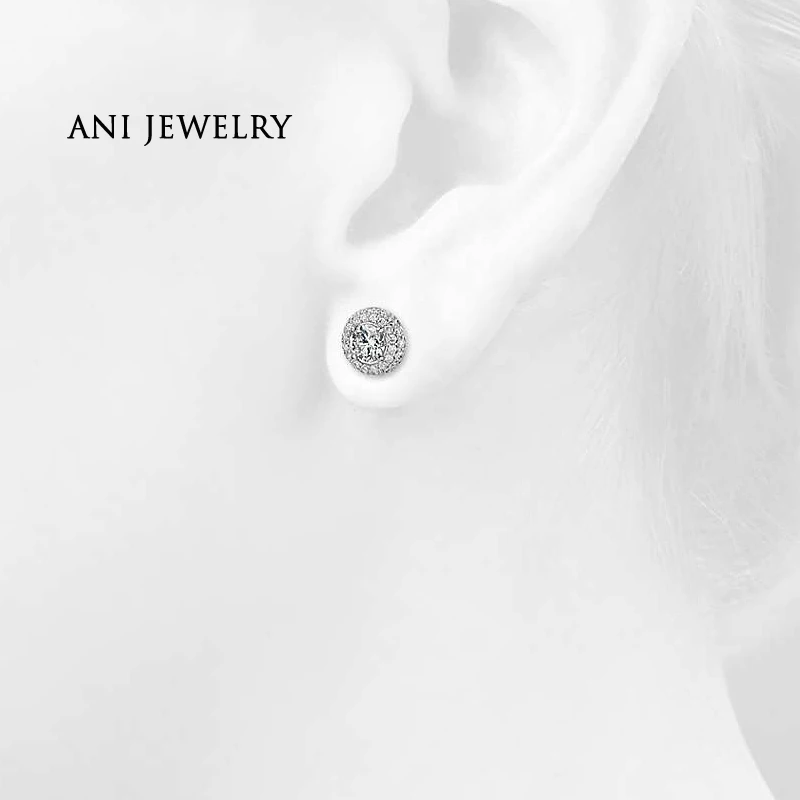 ANI 18K Белое Золото (AU750) женские свадебные серьги гвоздики 1 33 CT сертифицированные