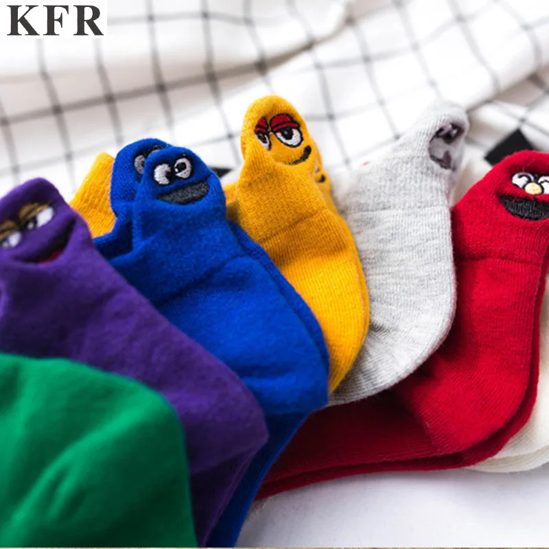 Женские носки Kawaii с вышивкой и надписью Happy Fashion забавные носочки Короткие
