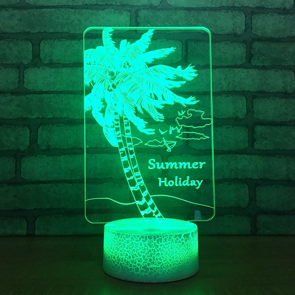 

Coconuts Tree Holiday 3D LED RGB Night Light 7 Color Change Desk Light Action Figures 093 Boys Girls Christmas Toys