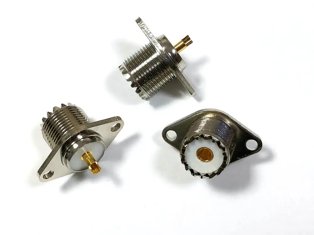 

50pcs COPPER UHF SO239 female 2-holes Flange solder Panel mount adapter