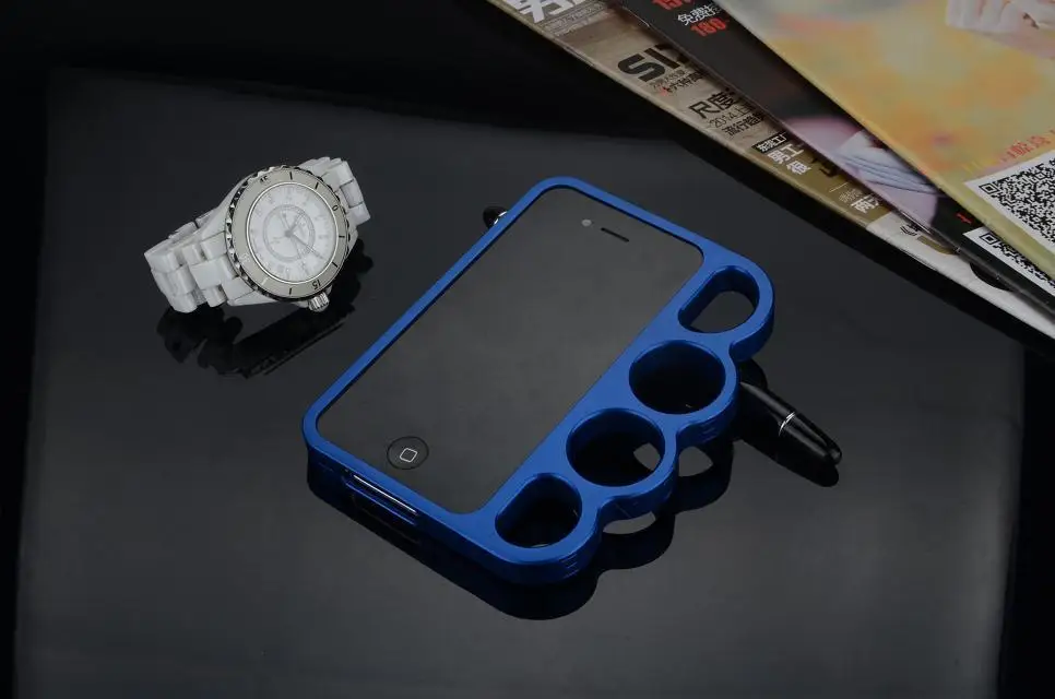 blue Из алюминиевого сплава для IPhone 7 7plus Мода Господь кольца костяшки пальца рамка для телефона чехол Крышка 4,7/5,5 дюймов - Цвет: blue