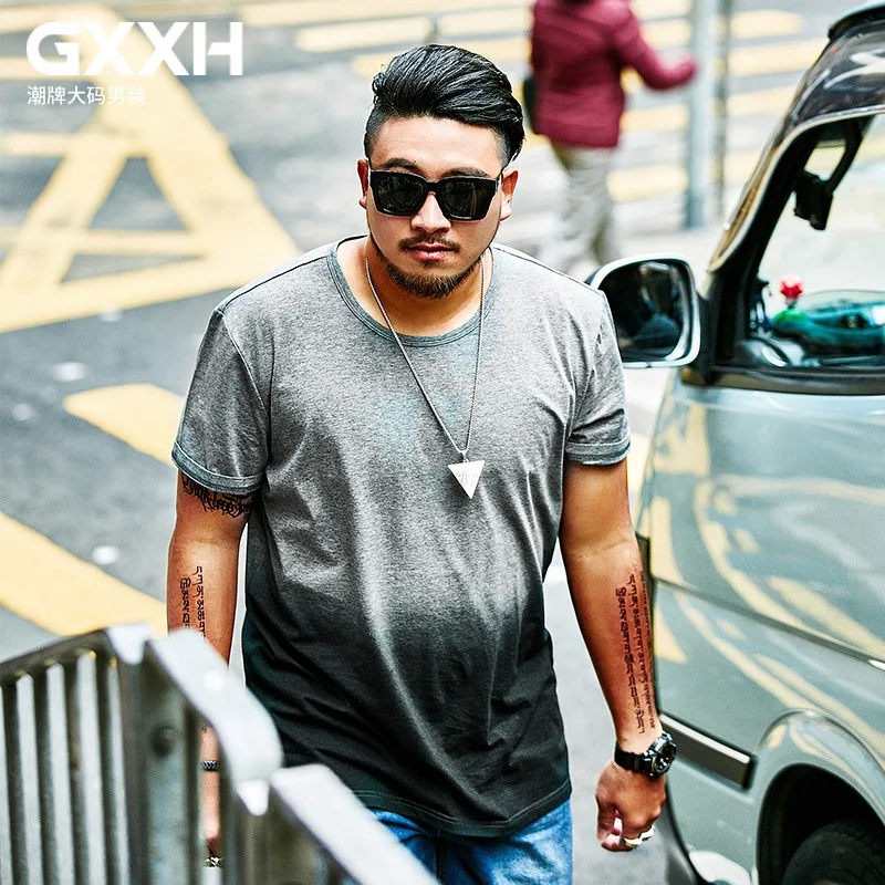 GXXH, летняя мужская футболка большого размера, градиентный цвет, Мужская футболка, Homme, короткий рукав, свободная, но шоу, облегающая Мужская футболка, больше размера d 7XL - Цвет: T18782