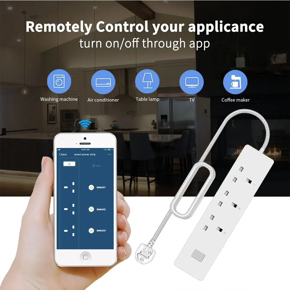 Умная розетка с Wi Fi 2 USB порта 3 розетки переменного тока|Умные розетки| |