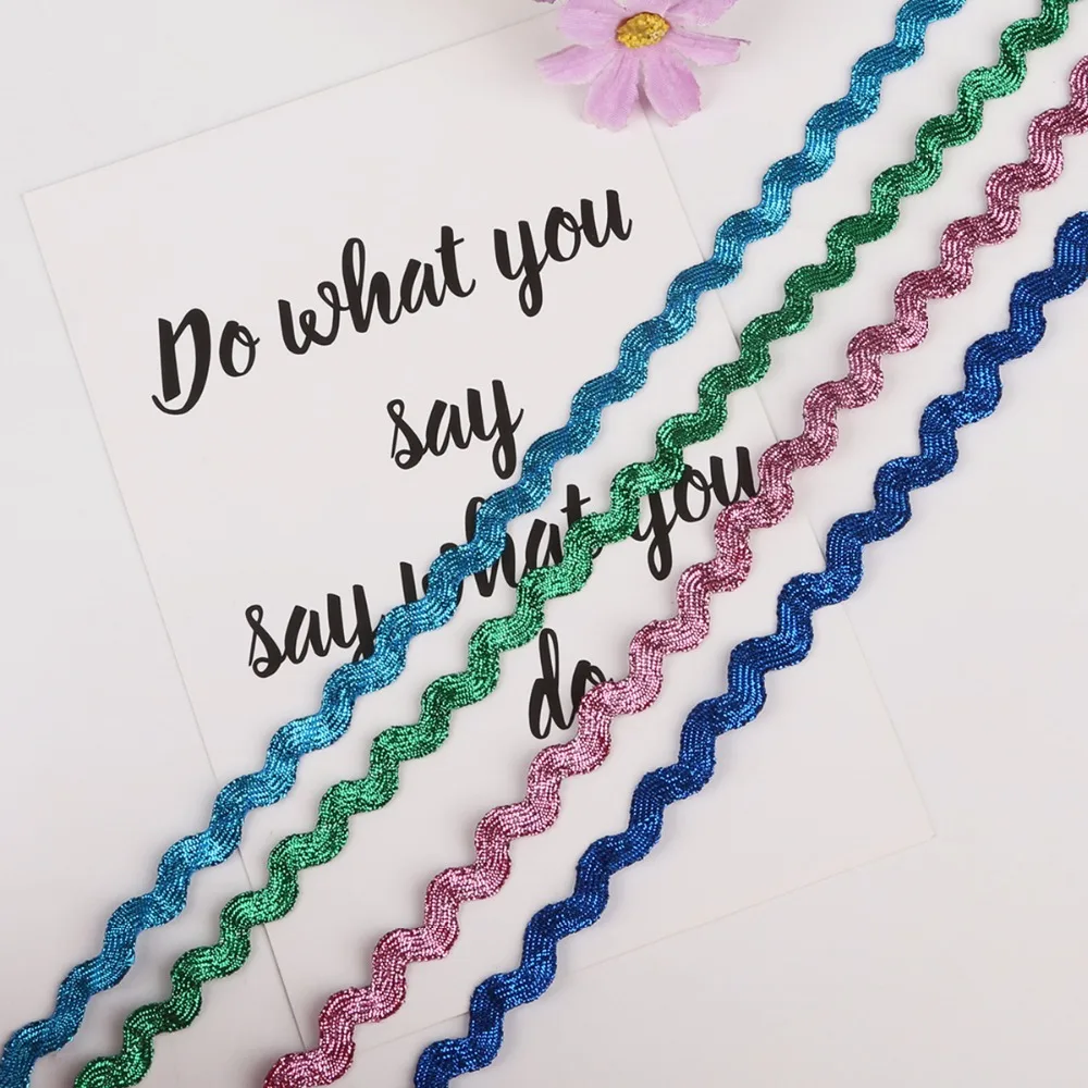 15 ярдов/лот 8 мм металлическая териленовая лента зигзаг Ric Rac кружевная для