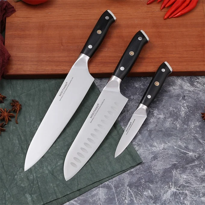 3pcs each set Японские кухонные ножи, острые наборы шеф-ножей, Германия, 1,4116, Высокоуглеродистая Сталь, Santoku, нож для приготовления фруктов, ручная работа - Цвет: 3pcs each set