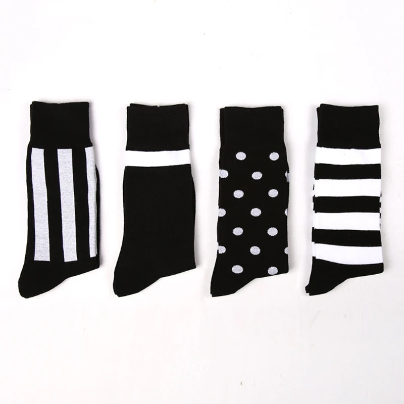 Повседневные мужские носки черные/белые хлопковые в полоску модные дизайнерские