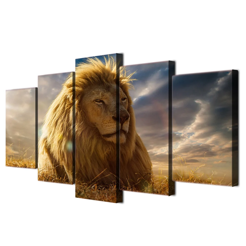 HD с 5 шт. wall art Холст животных Король Лев живопись home decor печати плаката картина