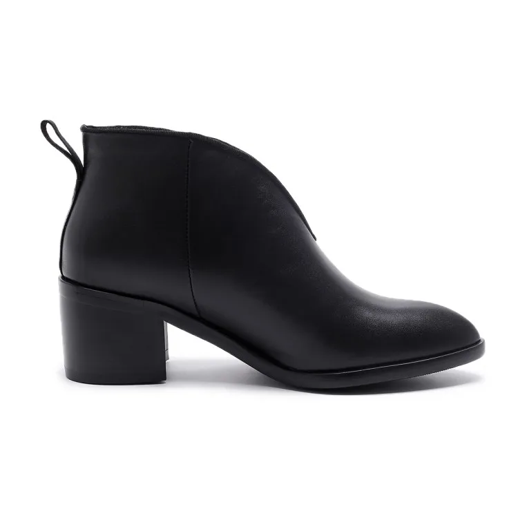 

MLJUESE 2019 women ankle boots soft cow leather autumn spring black color pointed toe high heels women boots