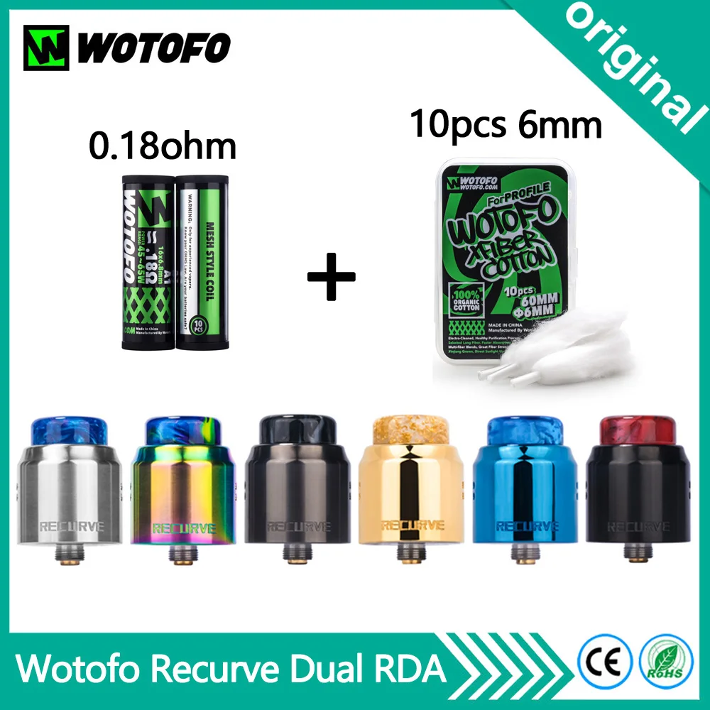 Новинка оригинальный резервуар для вейпа Wotofo Recurve Dual RDA 10 шт. испаритель