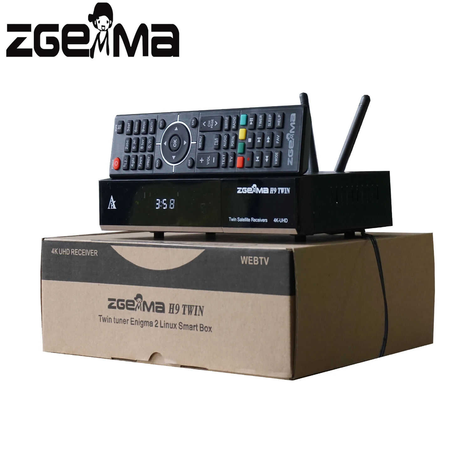Цифровая ТВ приставка ZGEMMA H9TWIN 4K UHD 2 * Wi Fi + Ci Plus Linux OS Enigma2 H.265/hevs DVB S2X