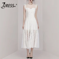 indressme 2019 new lace mesh sleeveless ruffle frill white dress lovely party midi dress