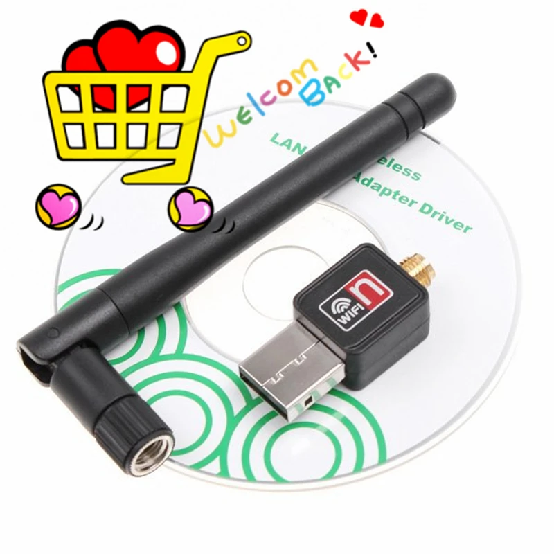 2pcs/ Lots Mini 150M USB WiFi Wireless Network Networking Card 802.11b/g/n LAN Adapter with Antenna Computer Accessories | Компьютеры и