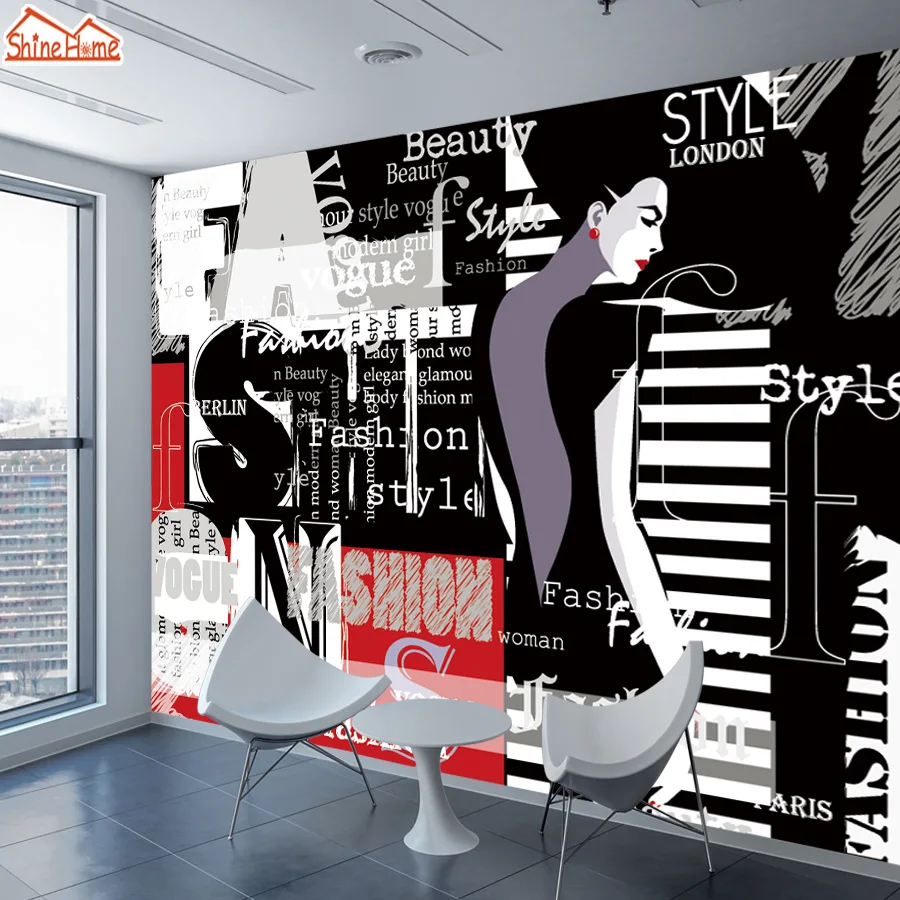 "3D фотообои на клейкой основе для гостиной декор дома стильные девушки магазин стенные муралы"