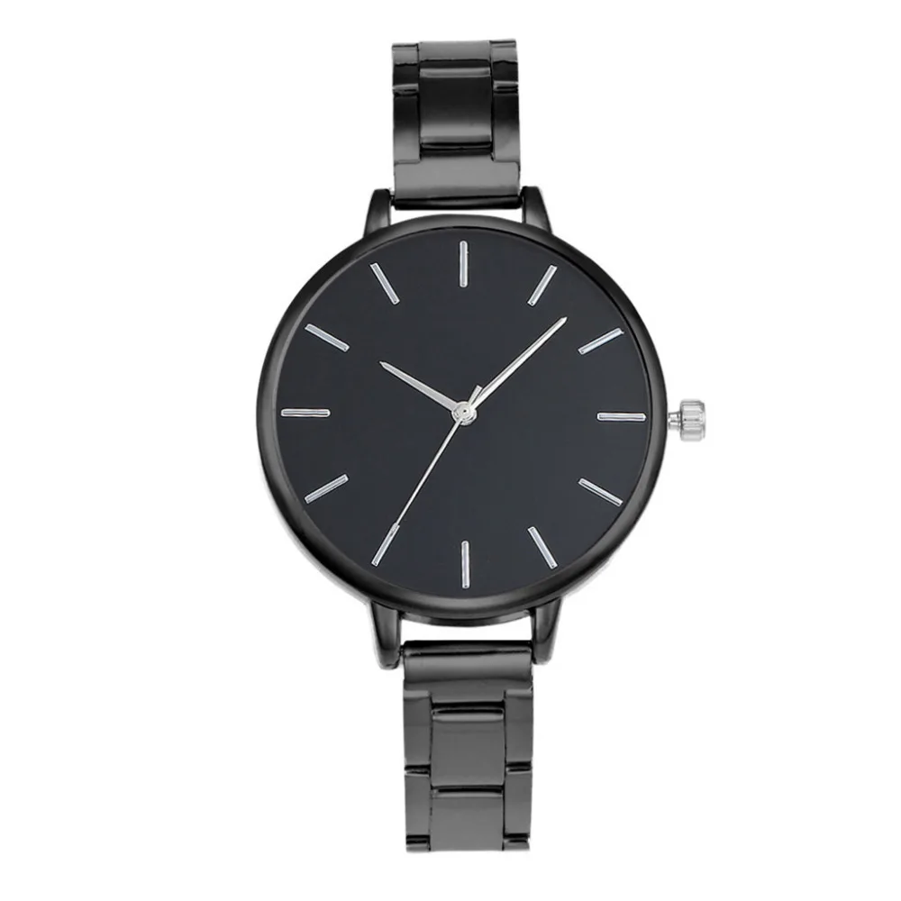 Женские повседневные часы с ремешком из нержавеющей стали классические простые