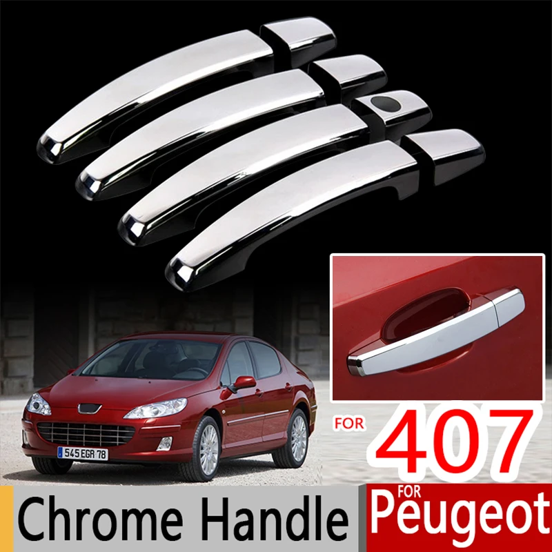 Хромированные накладки на ручки для Peugeot 407 комплект отделки Coupe 407SW 2004 2010