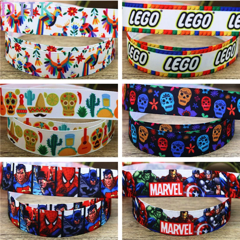DHK 7/8 ''5 ярдов мексиканский череп marvel hero Блок Печатный Корсажная лента аксессуар бант для волос головной убор DIY 22 мм C1230
