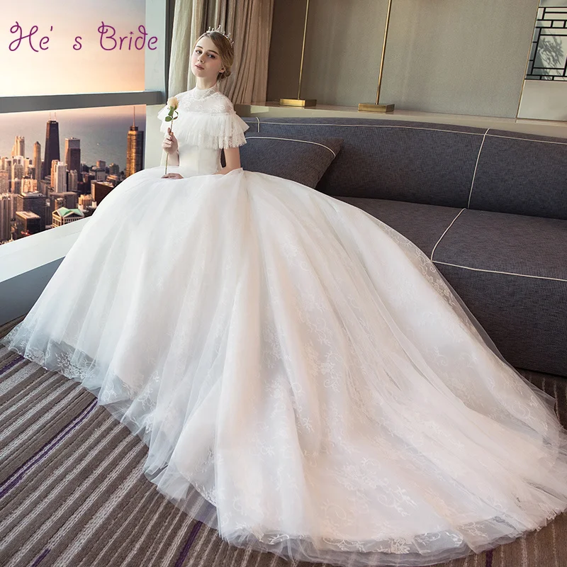 Женское свадебное платье It's Bride белое элегантное до пола со шлейфом высоким