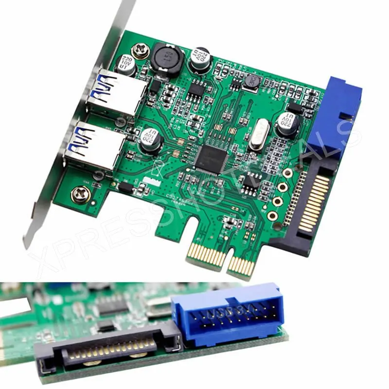 PCI E Express 2 порта USB 3 0 адаптер для карты с передней панелью 0|usb 3.0 card|pci expressport pci express |