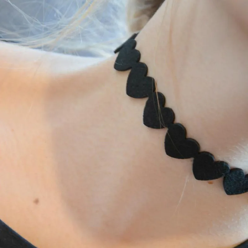 Индивидуальное модное женское ожерелье-чокер с черным сердцем цепочка веревкой