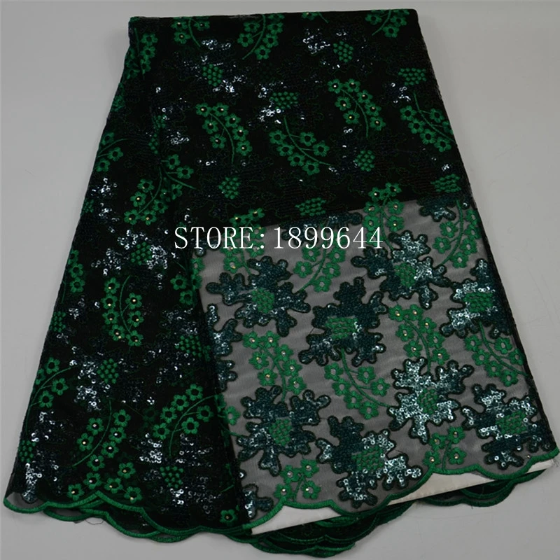 Blue net lace fabric with stones high quality african french sequined tulle for party dresses ML1307 | Дом и сад