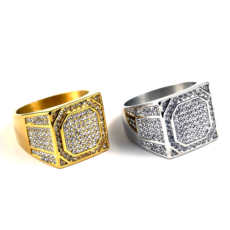 Кольцо в стиле хип-хоп нержавеющая сталь Iced Out Micro Pave CZ кубический цирконий
