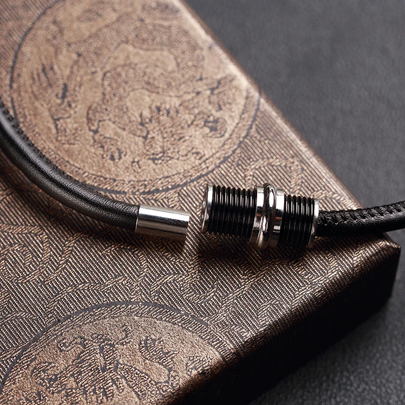 Мужские и женские двухслойные браслеты из натуральной кожи нержавеющей стали|steel