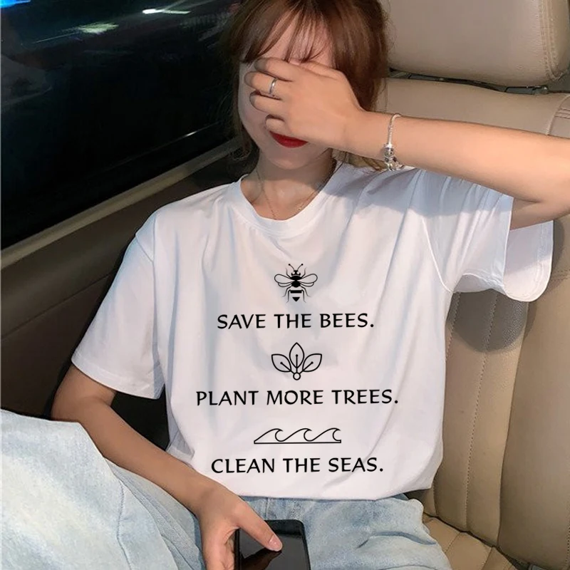 Милая женская футболка в стиле Харадзюку Ullzang Kawaii Save The Bees, футболка 90 s, футболка с графическим рисунком, модные летние футболки для женщин
