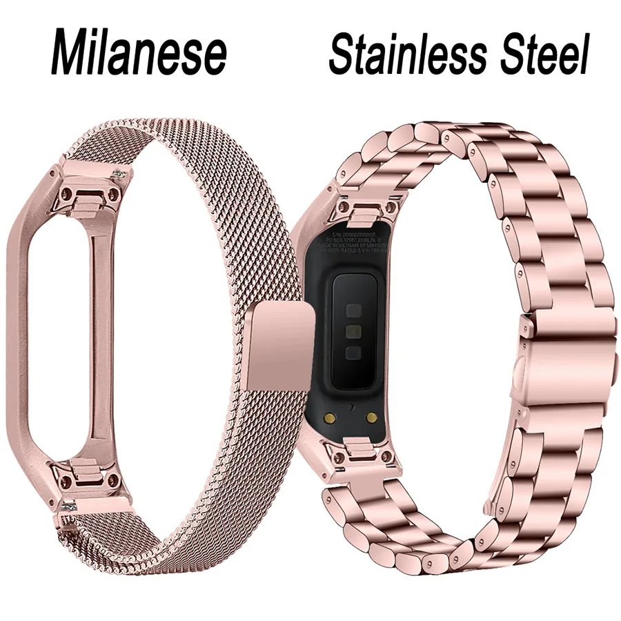 Ремешок из нержавеющей стали для samsung Galaxy fit-e SM-R375, Миланский Браслет, ремешок для часов, сменный металлический сетчатый Браслет - Цвет ремешка: Rose pink