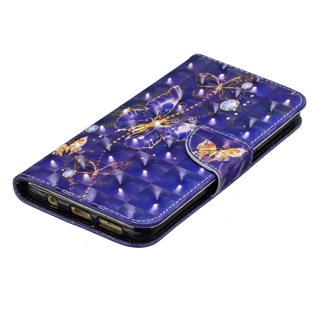 IMIDO Cute Cartoon 3D Butterfly Painted Phone Case For Samsung Galaxy S9 S8 Plus A8 A6 J4 J6 2018 J330 Leather PU Cover Coque |