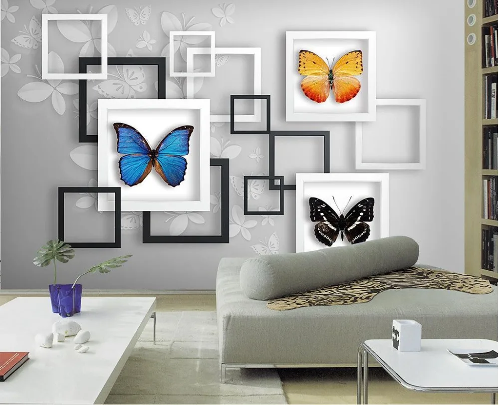 3D стереоскопические обои бабочка papel parede Настенные 3d фрески для гостиной|mural wallpaper