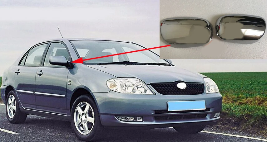 2002 боковое зеркало крышка для Toyota Corolla ABS Хромированная зеркальная Крышка для Toyota Corolla 2001-2003 2004 автостайлинг автозапчасти