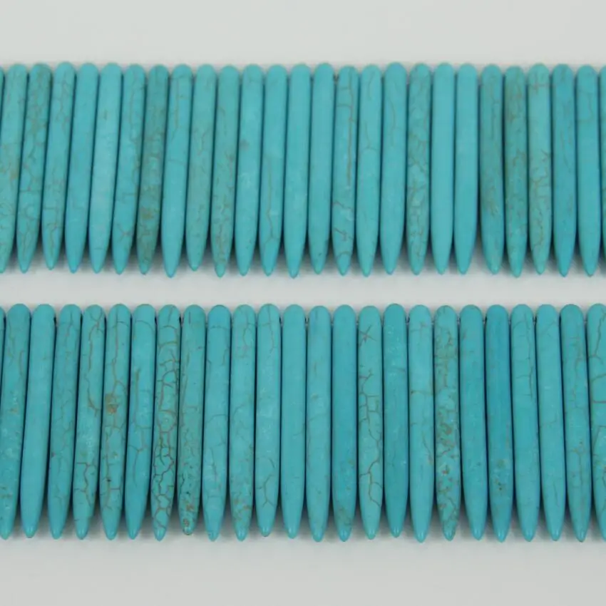 

5x49mm Natural Stone Stick/Spike Pendant beads Long Point Beads top drilled Aqua Blue Gem stone Jewelry making