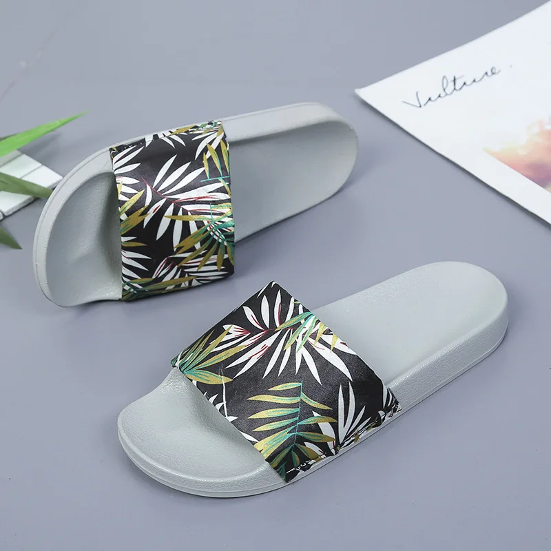 2018 New Design Bamboo Leaves Summer Vacation Slippers Lovely Women Big Size 36-41 Outside Beach Shoes Comfortable Home | Обувь