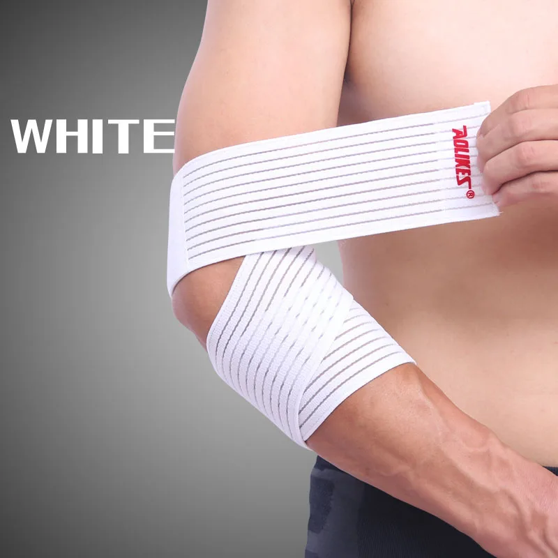 White Aolikes, 1 шт., защитный пояс для поддержки колена на запястье, эластичный спортивный бандаж, налокотник, длина 70 см - Цвет: White