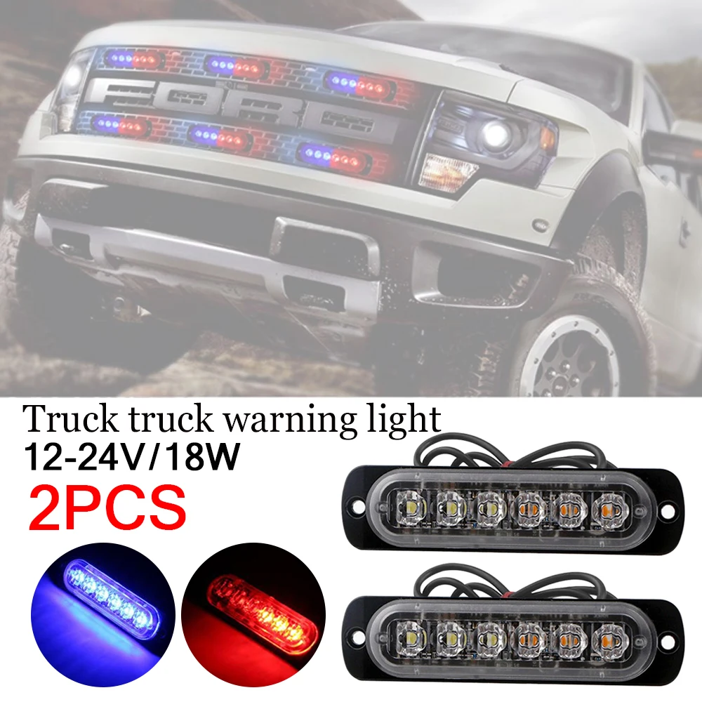 

6 LED Car Truck Emergency Light Ultra-thin Strobe Light 12-24V 18W Truck Warning Light Side Lamp