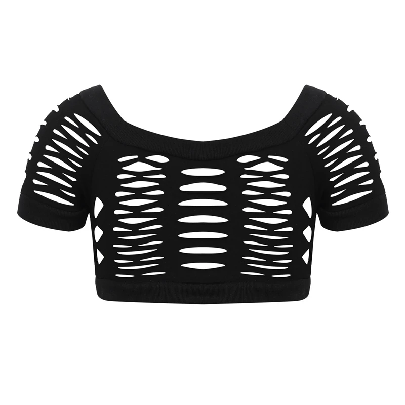 Детская футболка с открытыми плечами для девочек укороченный топ танцевальных