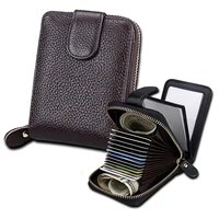multi function leather card wallet holder for auto car insurance registration driver license credit id card zipper hasp