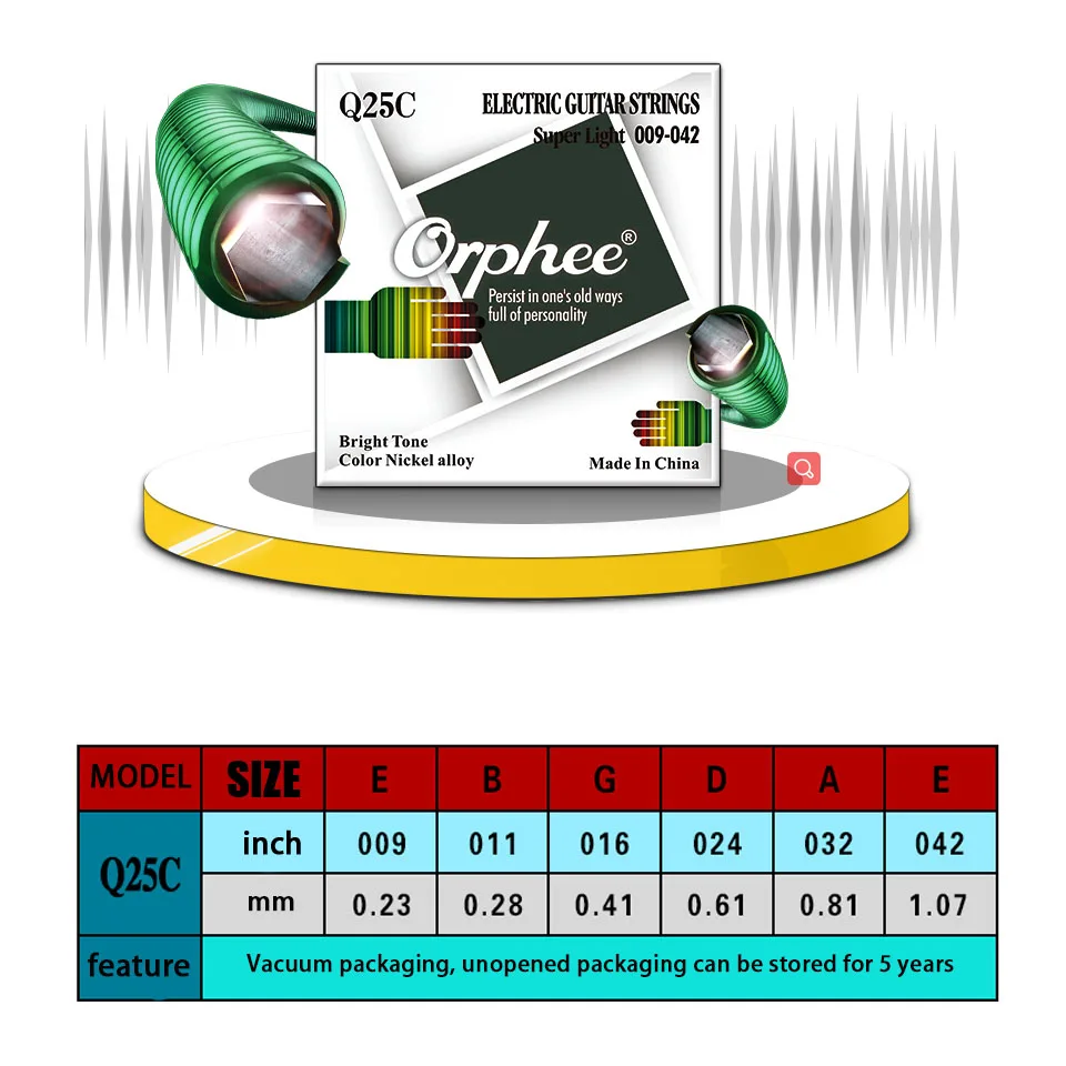 Orphee 1 Set Original Electric Guitar Strings Hexagonal Core+Nickel Alloy Wound Great Bright Colorful | Спорт и развлечения
