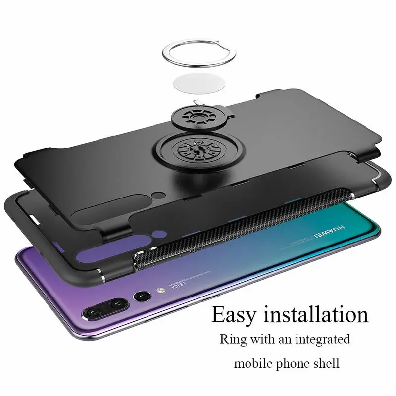 Ascromy Rugged Armor Case For Huawei P20 Lite Nova 3 Heavy Duty Protection Cover With Ring Holder Kickstand P10 |