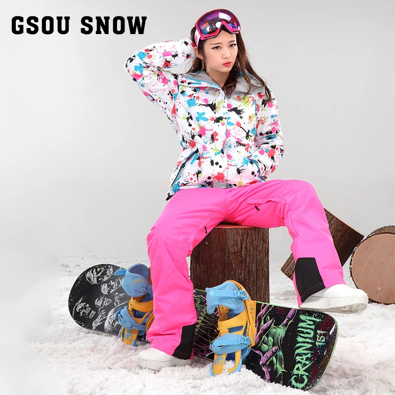 Женский однобортный лыжный костюм Snow Gsou ветрозащитное водонепроницаемое зимнее