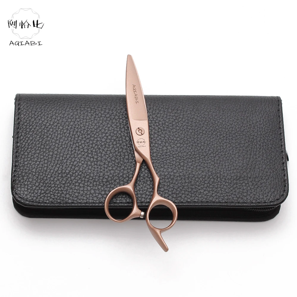 6&quot 17cm 440C Rose Gold AQIABI Micro Sawtooth Haircut Set Hairdresser's Scissors Cutting Shears Professional Hair A9123 | Красота и