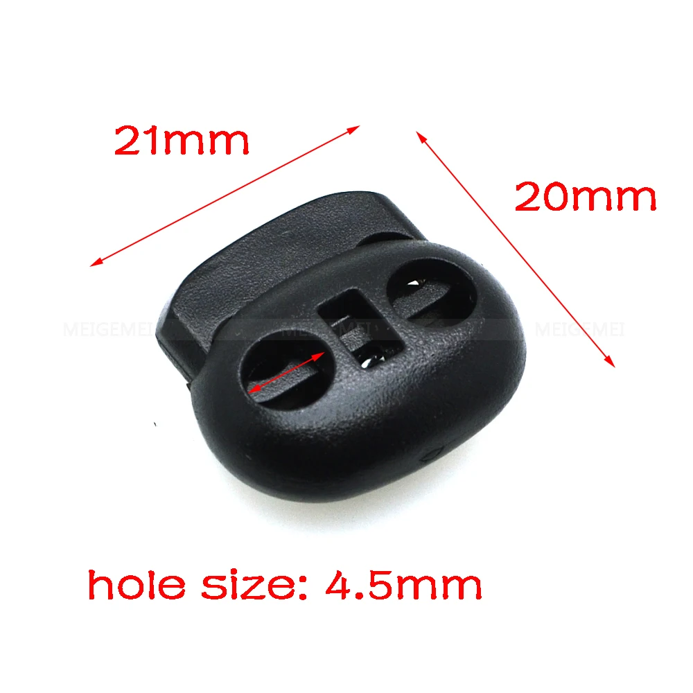 

100pcs Cord Lock Bean Toggle Stopper Plastic Size:20mm*19mm*8mm Toggle Clip Black