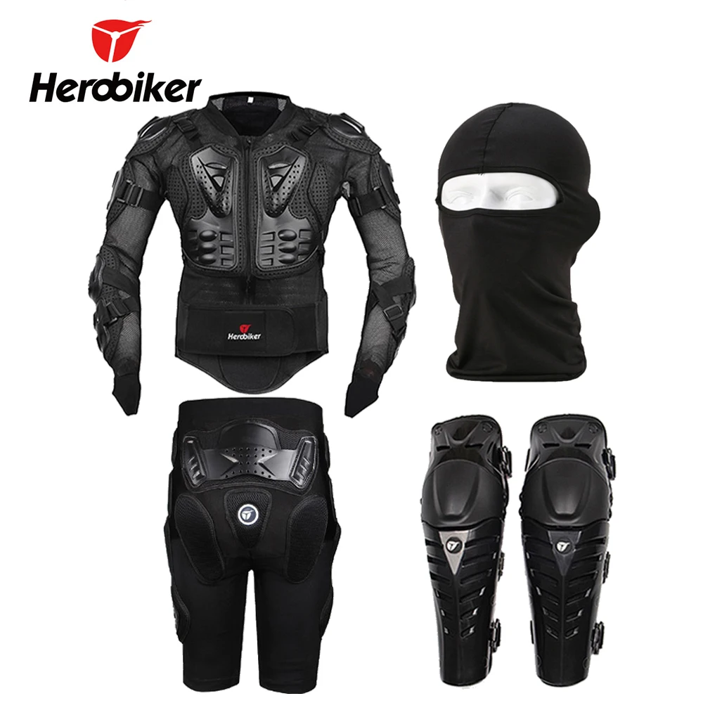 HEROBIKER мотоцикл Amor Защита тела Мотокросс Защитное снаряжение Гонки всего тела Броня+ шестерни s Короткие штаны+ наколенники - Цвет: one set