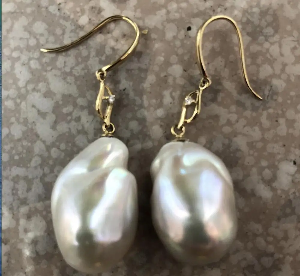 Серьги с белым жемчугом 15-18 мм 18k | Украшения и аксессуары