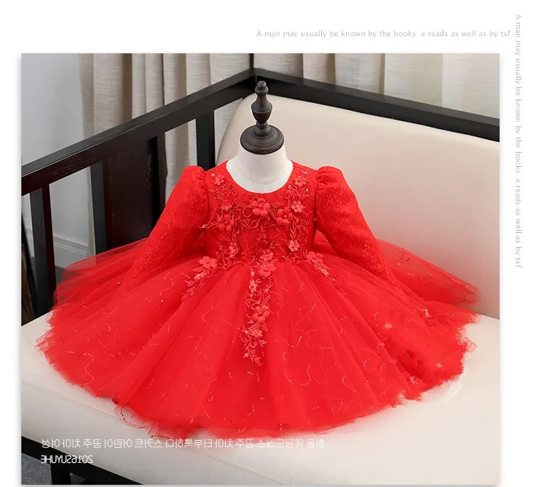 Top Quality Brand Girl Wedding Dress Lace Princess Party Sequin Tutu Infants Long-sleeve Bridesmaid Clothes | Детская одежда и
