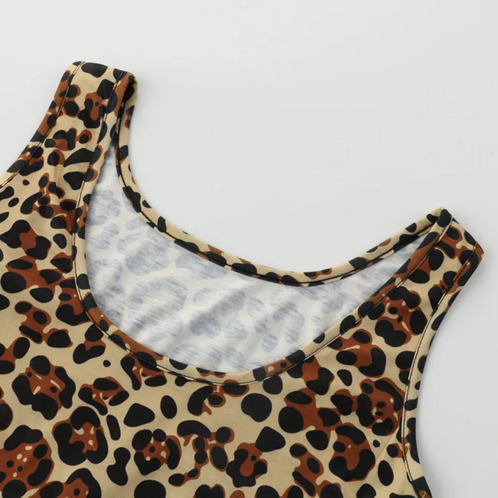 Женское леопардовое мини платье на бретельках без рукавов вечерние открытой