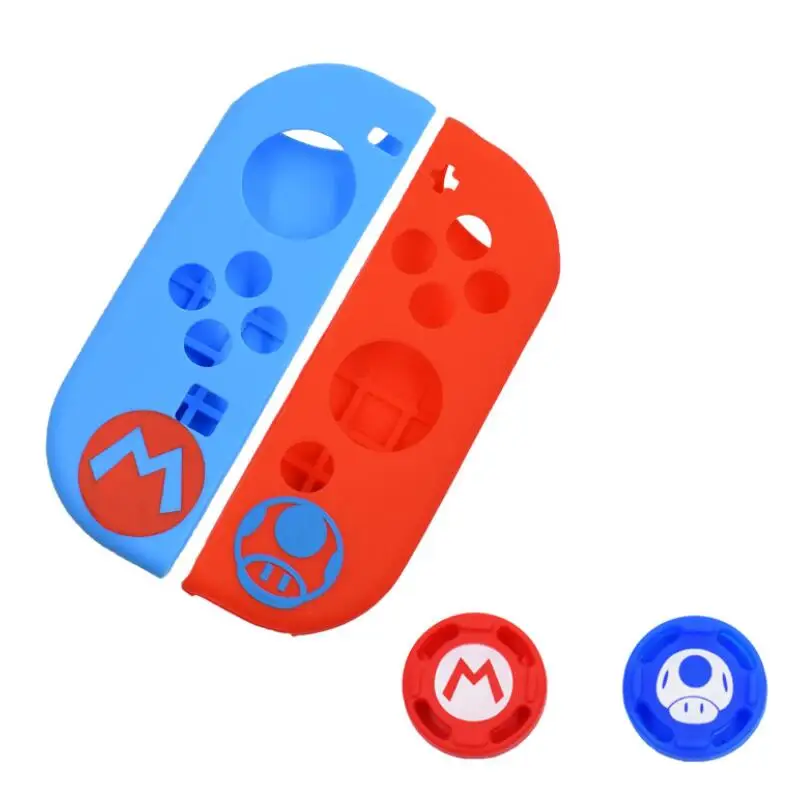 A set Силиконовый мягкий защитный чехол из кожи чехол+ JoyCon геймпад джойстик ручки джойстик колпачки Крышка для kingd переключатель NS Joy-Con контроллер - Цвет: A set
